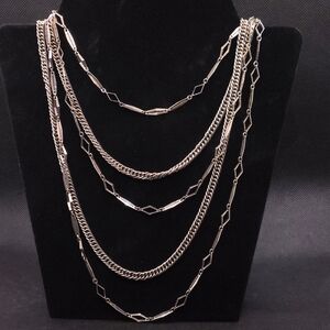 Vintage Multi Strand Silver Tone Draping Necklace